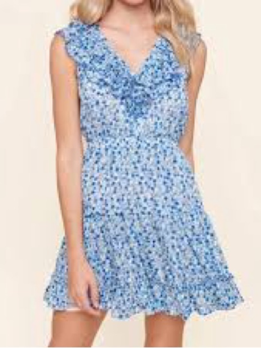 SugarLips floral Blue Ruffle Dress Size Medium